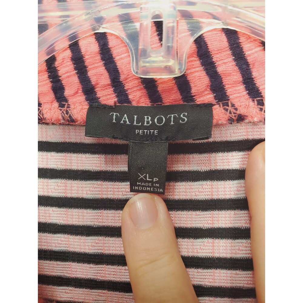 Talbots Petite Cotton Blend Textured Striped Cowl Neck Knit Top Size XLP - Picture 4 of 7